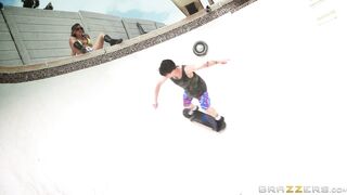 Keisha Grey and her buddies finds an empty pool to skate