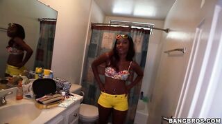 Chanell Heart talking with a cameraman and demonstrating her shower