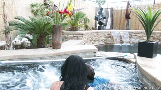 Ava Addams lets him suck on her giant boobs