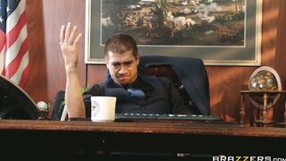 Diamond Jackson and Jasmine Webb squirting all over his desk and face