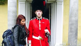 Madison Ivy seduces a Palace Guard by showing him her tits
