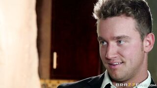 Ashton Blake has him squeeze and worship her large breasts