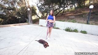 Abella Danger teases outdoor showing her goods