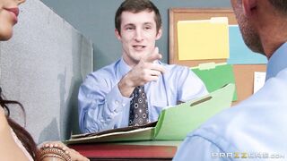 Ariana Marie sucks cock in few inches away from Isis Love