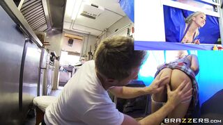 Marsha May tries to keep a straight face serving customers