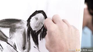 Missy Martinez poses in the art class and lets one of the guy lick her cunt