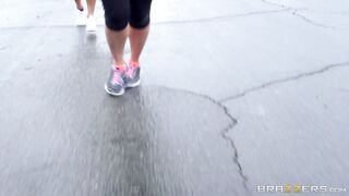 Alura Jenson flashing her tits outdoor